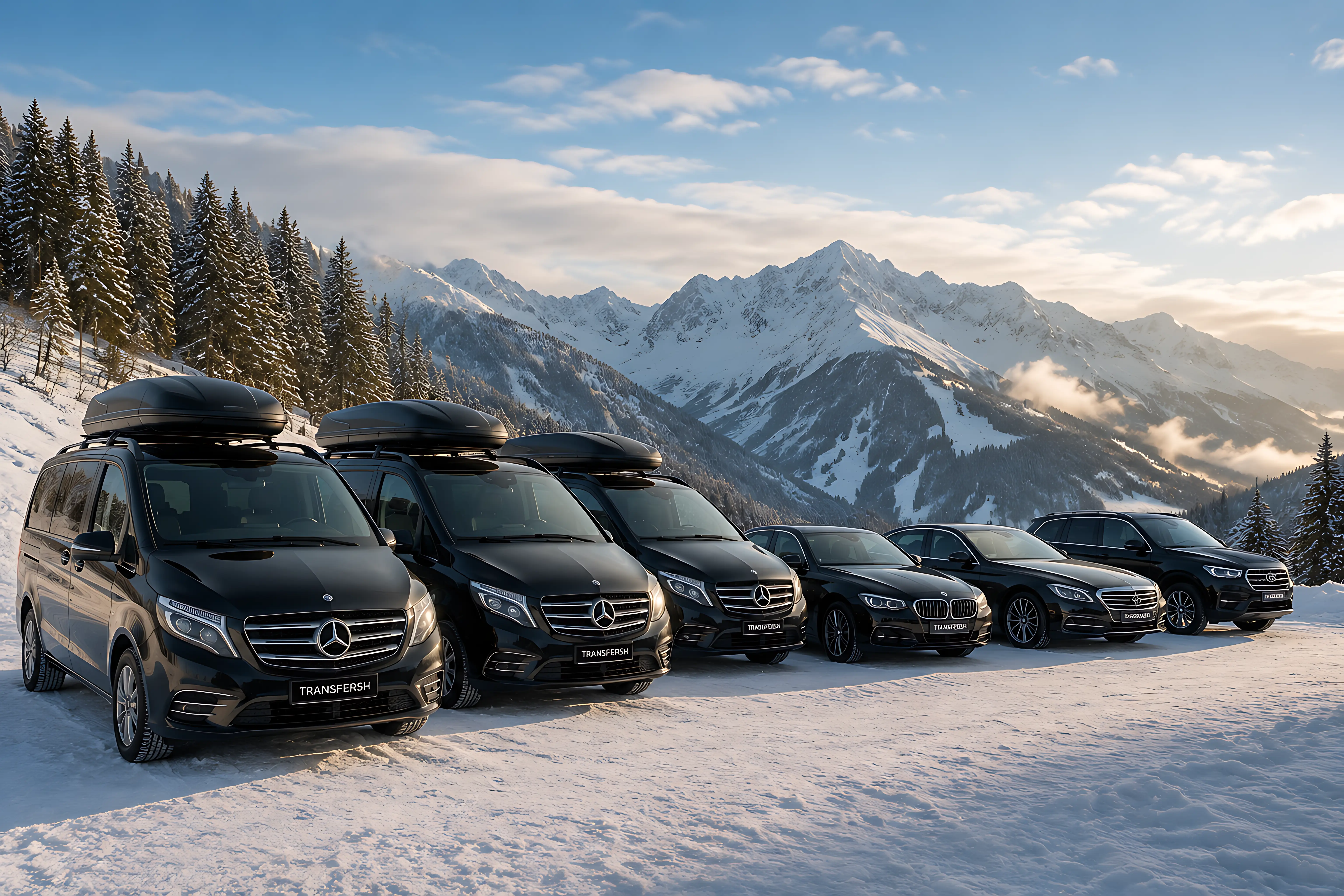 Зимний ландшафт с VIP автомобилями в Шерегеше